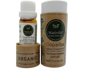 Nativilis Copaiba Balsam Essential Oil (10ml) - 100% Natural (Copaifera Officinalis ) (GC/MS Tested)