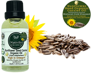 Nativilis Organic Sunflower Seed Carrier Oil (Helianthus annuus) Omega 6 Hair, Face & Skin - Natural Cold Pressed - Non-comedogenic - Promotes Moisture Retention in Skin and Hair Acne-Prone – Copaiba