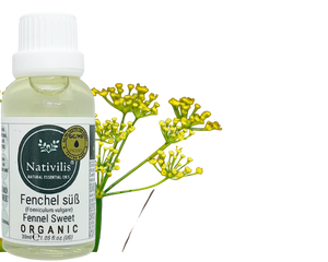 Nativilis Organic Fennel Sweet Essential Oil (Foeniculum vulgare) - 100% Natural - 30ml - (GC/MS Tested)