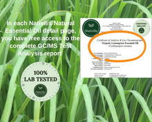 Load image into Gallery viewer, Nativilis Organic Lemongrass Essential Oil (Cymbopogon citratus) - 100% Natural - 30ml - (GC/MS Tested)
