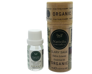 Nativilis Organic Clary Sage Essential Oil (Salvia sclarea) - 100% Natural - 10ml - (GC/MS Tested)