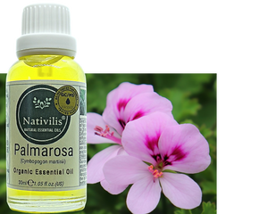 Nativilis Organic Palmarosa Essential Oil (Cymbopogon martinii)- 100% Natural - 30ml - (GC/MS Tested)