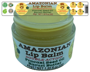 Nativilis AMAZONIAN LIP BALM DOUBLE ACTION FORMULA WITH PRACAXI SEED OIL (Pentaclethra macroloba) + BACURI BUTTER (Platonia insignis) Moisturises Dry Lips and Heals Chapped Lips - Toned Lips - Copaiba