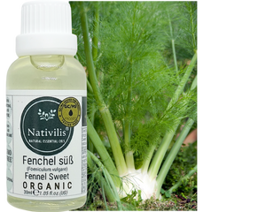 Nativilis Organic Fennel Sweet Essential Oil (Foeniculum vulgare) - 100% Natural - 30ml - (GC/MS Tested)
