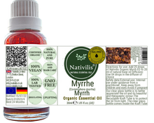 Load image into Gallery viewer, Nativilis Organic Myrrh Essential Oil (Commiphora myrrha) - 100% Natural - 30ml - (GC/MS Tested)
