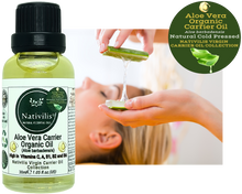 Load image into Gallery viewer, Nativilis Organic Aloe Vera Carrier Oil (Aloe barbadensis) True Aloe - Hair, Face &amp; Skin Natural Cold Pressed – For Aromatherapy Massage – Soothes Moisturizes Skin – Hair Improving Growth - Copaiba
