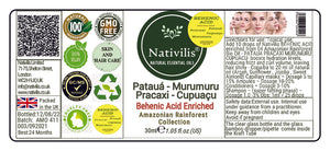 Nativilis BEHENIC ACID enriched from 04 Amazonian Rainforest Bio Oil - PATAUA PRACAXI MURUMURU CUPUACU- boosts hydration levels, reducing frizz and curl volume, leaving hair shiny - Copaiba Media 1 of 17