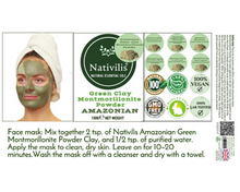 Load image into Gallery viewer, Nativilis Amazonian Green Montmorillonite Powder Clay - Natural Facial Hair Body Mask – oily and acne-prone skin restoring balance skin PH levels – Best known most used - Copaiba benefits
