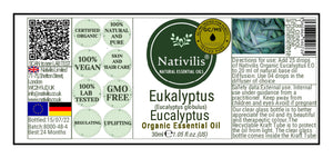 Nativilis Organic Eucalyptus Essential Oil (Eucalyptus globulus)- 100% Natural - 30ml - (GC/MS Tested)