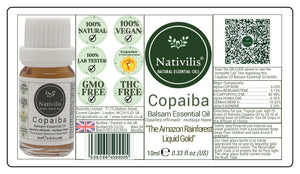 Nativilis Copaiba Balsam Essential Oil (10ml) - 100% Natural (Copaifera Officinalis ) (GC/MS Tested)