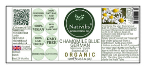 Nativilis Organic German Blue Chamomile Essential Oil (Matricaria recutita) - 100% Natural - 10ml - (GC/MS Tested)