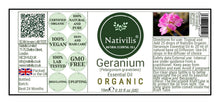 Load image into Gallery viewer, Nativilis Organic Geranium Essential Oil (Pelargonium graveolens) - 100% Natural - 10ml

