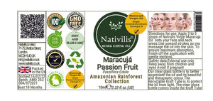 Nativilis Virgin Maracuja Passion Fruit Oil - (Passiflora Edulis) - Amazonian Rainforest Collection High Concentration Omega 6 - Sebum Regulating Properties Soothing on Skin Scalp - Copaiba Benefits