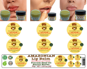 Nativilis AMAZONIAN LIP BALM DOUBLE ACTION FORMULA WITH PRACAXI SEED OIL (Pentaclethra macroloba) + BACURI BUTTER (Platonia insignis) Moisturises Dry Lips and Heals Chapped Lips - Toned Lips - Copaiba