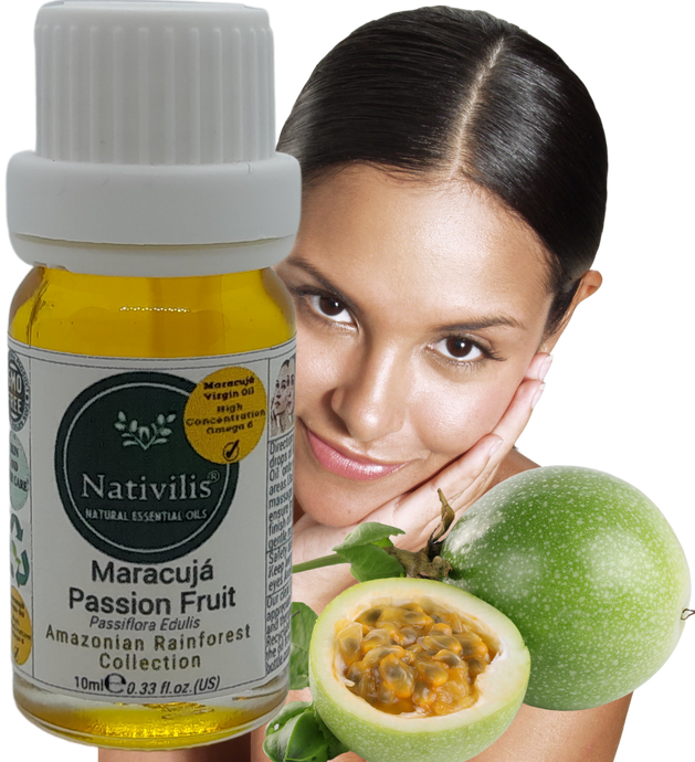Nativilis Virgin Maracuja Passion Fruit Oil - (Passiflora Edulis) - Amazonian Rainforest Collection High Concentration Omega 6 - Sebum Regulating Properties Soothing on Skin Scalp - Copaiba Benefits