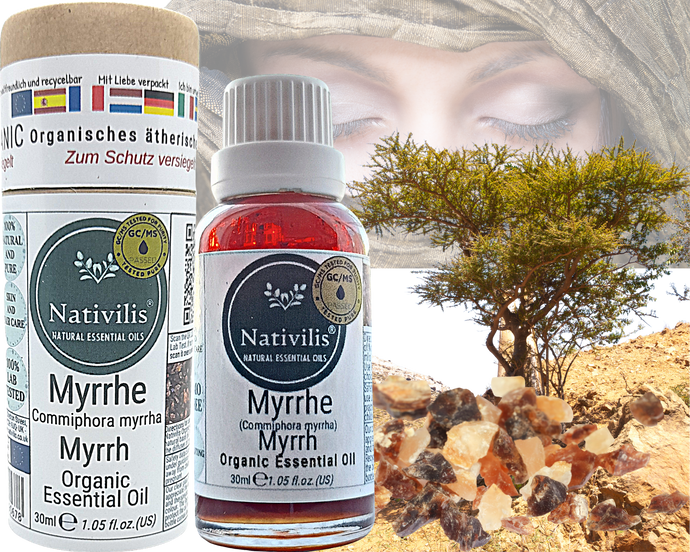 Nativilis Organic Myrrh Essential Oil (Commiphora myrrha) - 100% Natural - 30ml - (GC/MS Tested)