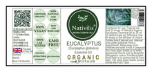 Load image into Gallery viewer, Nativilis Organic Eucalyptus Essential Oil (Eucalyptus globulus) - 100% Natural - 10ml - (GC/MS Tested)
