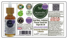 Load image into Gallery viewer, Nativilis CAPILAR MOISTURIZER enriched with 04 Amazonian Rainforest Virgin Oil ACAI BERRY ANDIROBA PRACAXI BRAZIL NUT - Complex emollient restructuring hair fibres strengthens roots dry hair – Copaiba
