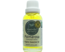 Load image into Gallery viewer, Nativilis Organic Palmarosa Essential Oil (Cymbopogon martinii)- 100% Natural - 30ml - (GC/MS Tested)
