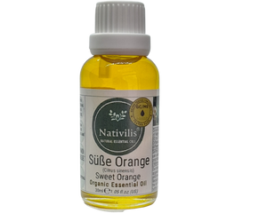 Nativilis Organic Sweet Orange Essential Oil (Citrus sinensis) - 100% Natural - 30ml - (GC/MS Tested)