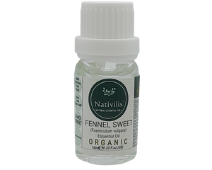 Nativilis Organic Fennel Sweet Essential Oil (Foeniculum vulgare) - 100% Natural - 10ml - (GC/MS Tested)