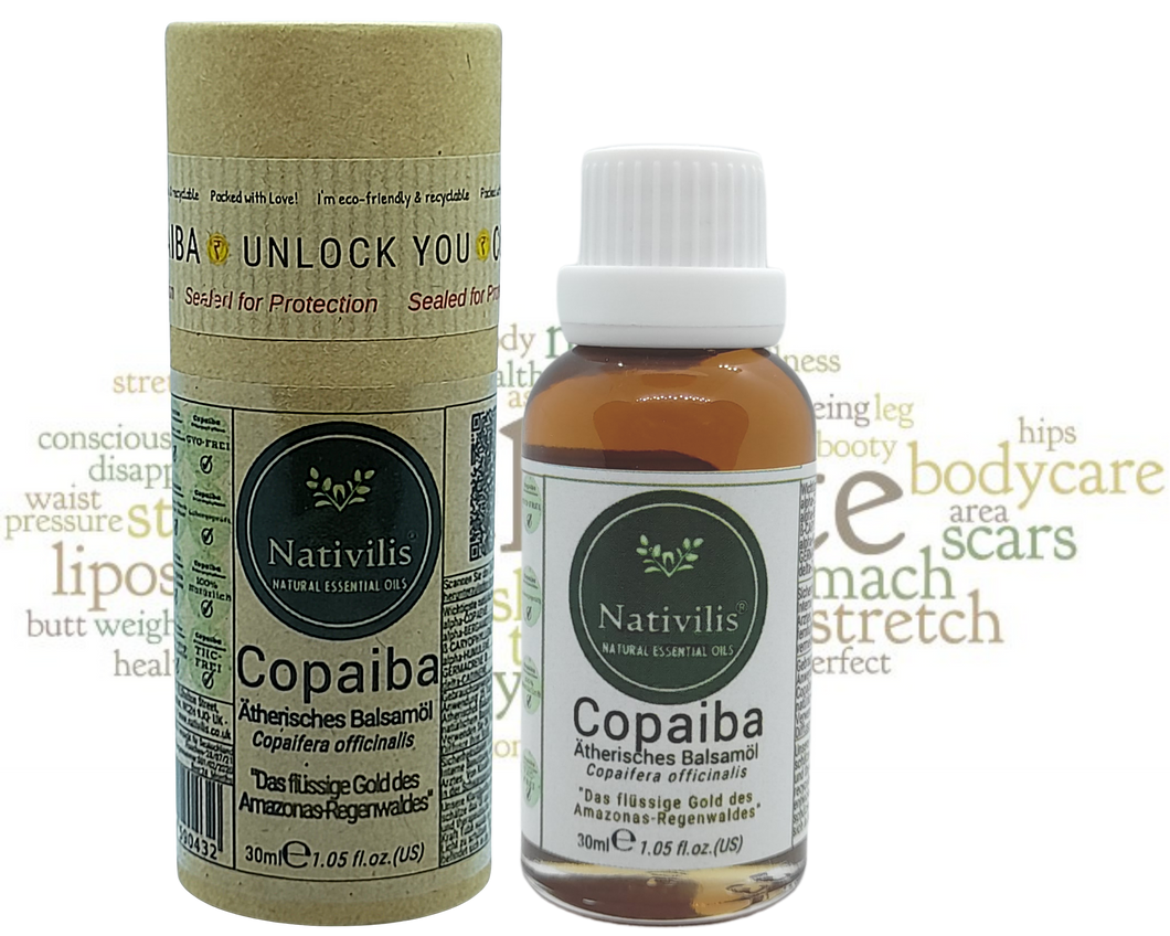 Nativilis Copaiba Ätherisches Balsamöl - Muskel- und Gelenkschmerzen - anti-aging brauner fleck auf der haut akne dermatitis melasma - Pilzinfektionen – Durchblutung von Krampfadern -Aromatherapie-Öl